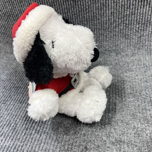 Hallmark Snoopy Santa Christmas 9" Plush Peanuts‎ Santa Embroidered Eyes Jingle - Picture 7 of 14